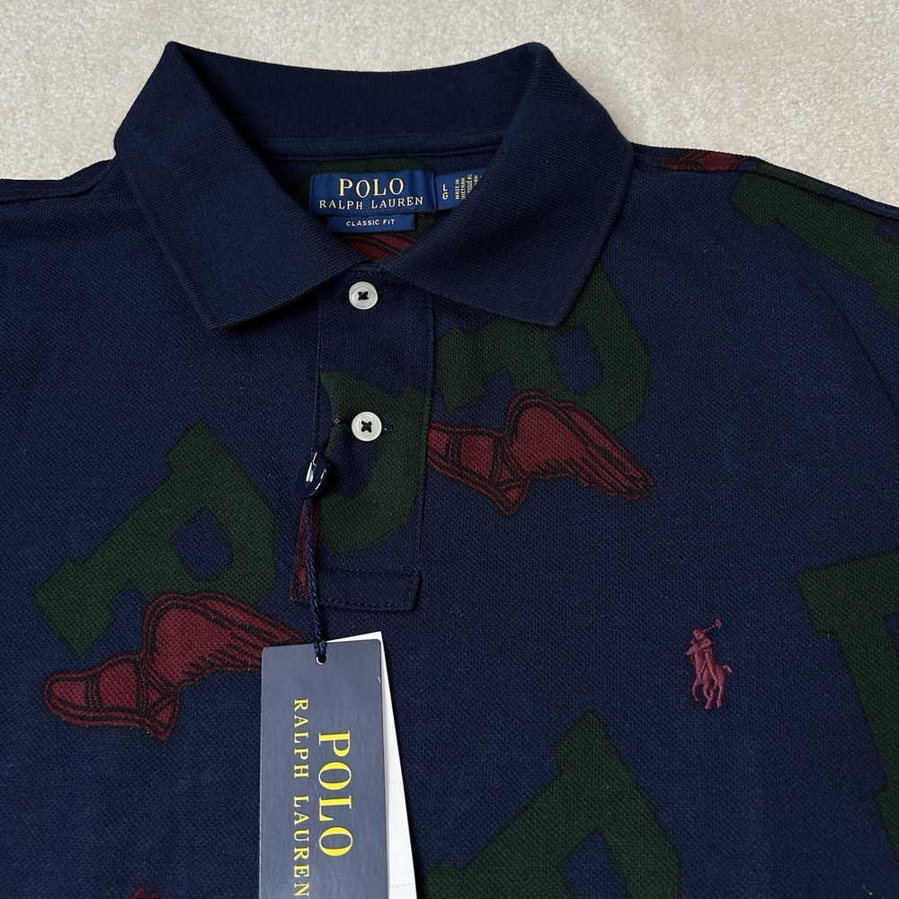Polo Ralph Lauren Classic Fit Large Short Sleeve Polo Shirt Mesh PWing All Over